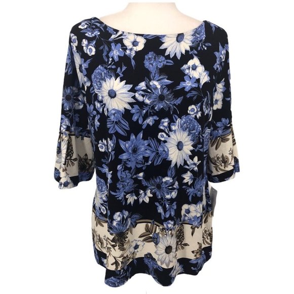 Charter Club Floral Print Elbow Length Sleeve Top NWT Size L - Picture 13 of 13